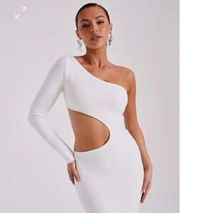 Meshki Alisson one shoulder maxi dress white